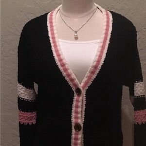 Love Tree Black and Pink Cardigan Sweater NWT